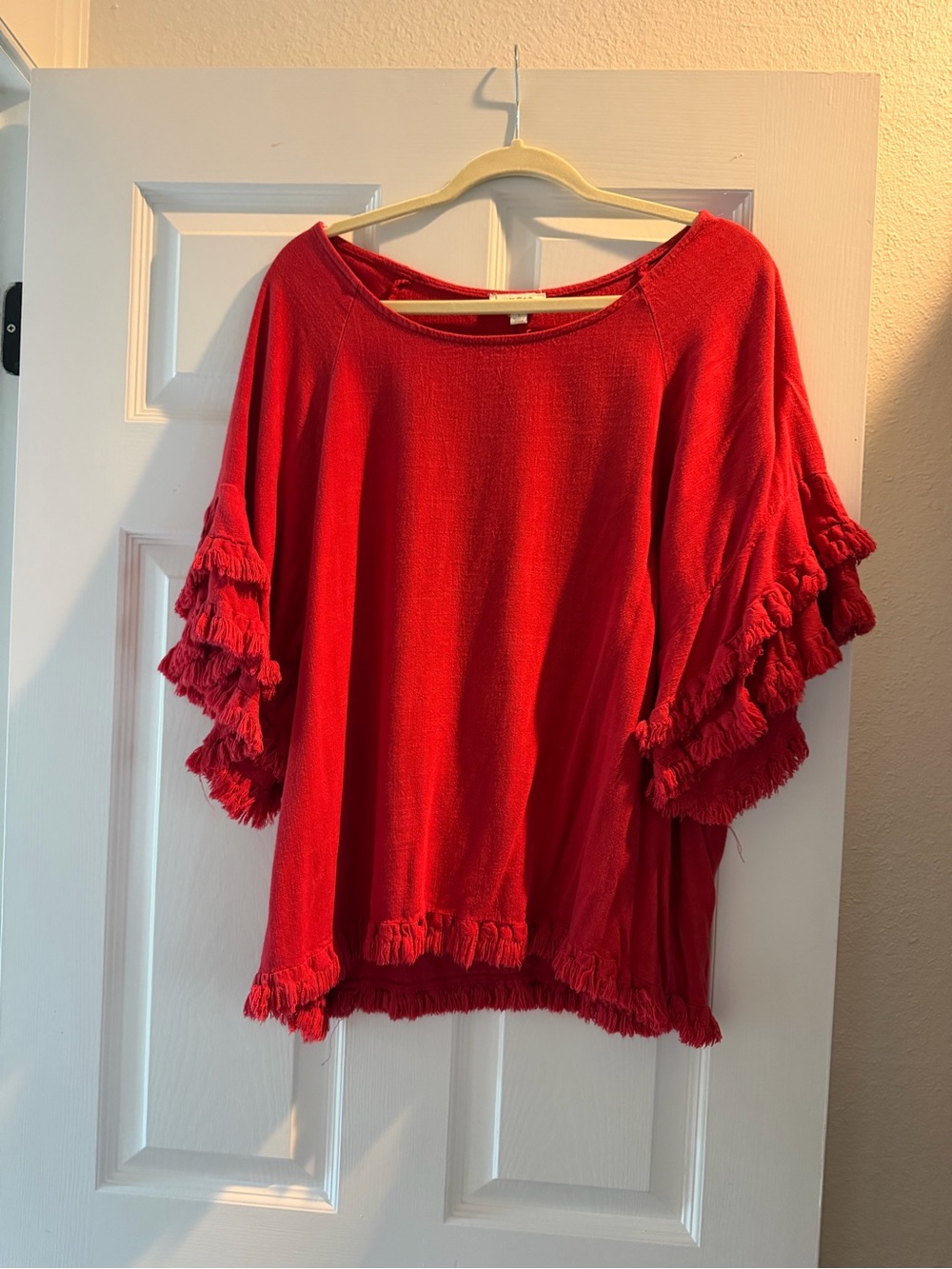 Umgee Bright Red Knit Top with Textured Finish